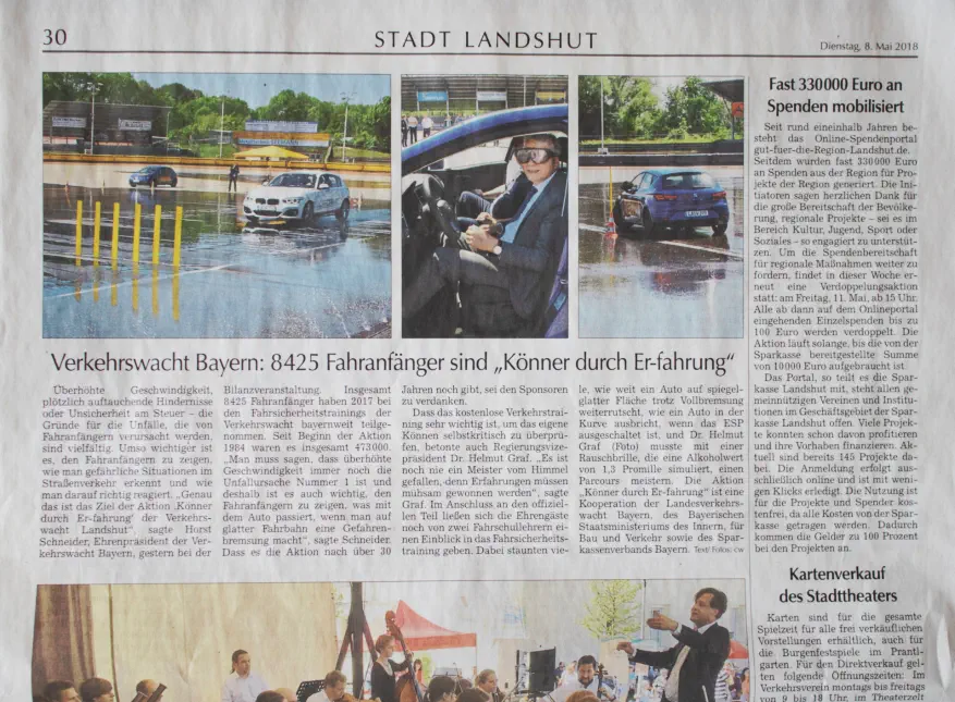 Bilanzveranstaltung 2018 - Verkehrswacht Bayern - Text / Fotos: cw / Landshuter Zeitung, 8. Mai 2018 - Rubrik: Stadt Landshut